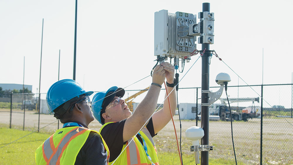 nait staff set up a portable 5G network at the spruce grove campus