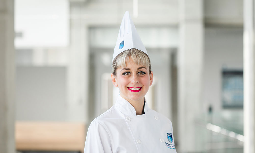 Crystal Higgins, NAIT culinary arts student and team NAIT captain for the 2023 IKA culinary olympics