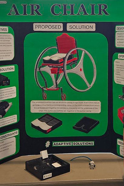 photo of poster of nait student project to make an inflatable cushion for wheelchairs