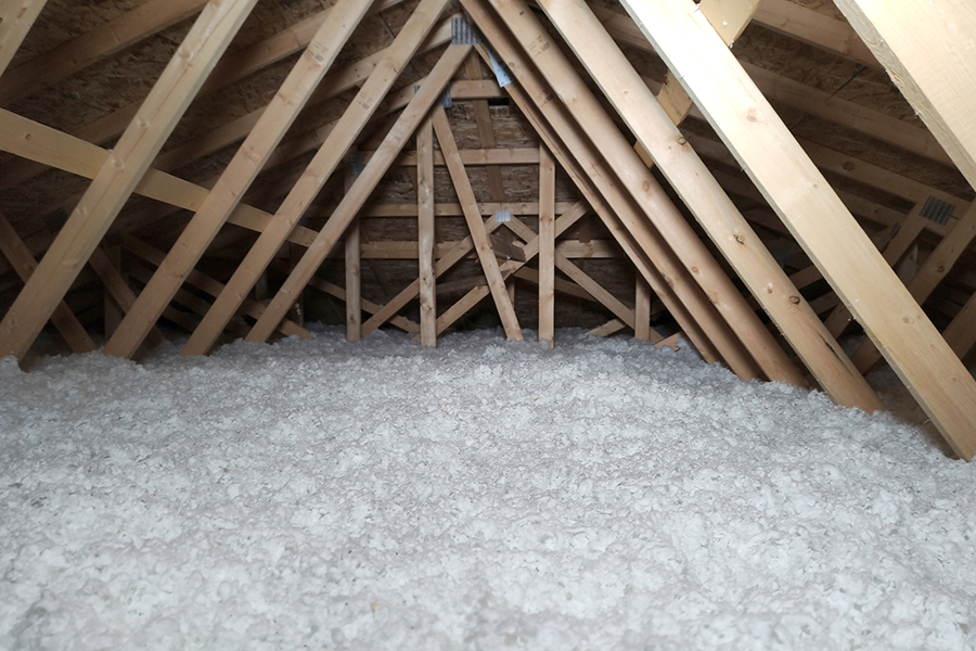 interior joists of an insulated attic