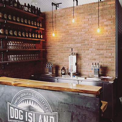Ben Fiddler and Chad Paulson built the bar at Dog Island Brewing