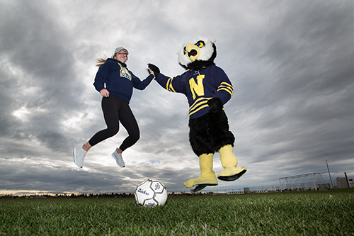 NAIT Ook mascot and women's soccer player