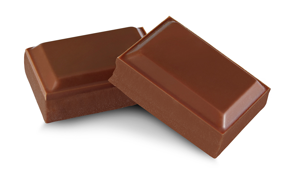 two square pieces of chocolate