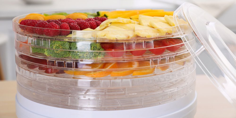 photo of fruits in vegetables in a food dehydrator