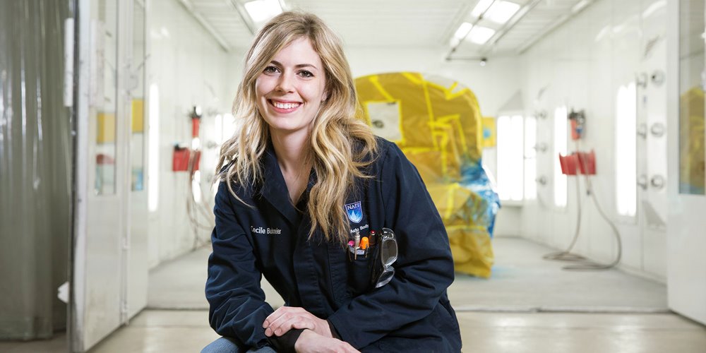 cecile bukmeier, nait auto body technician chair and grad